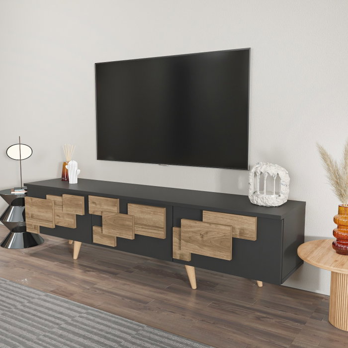 Hanah Home Soporte para TV Antracita y Nogal